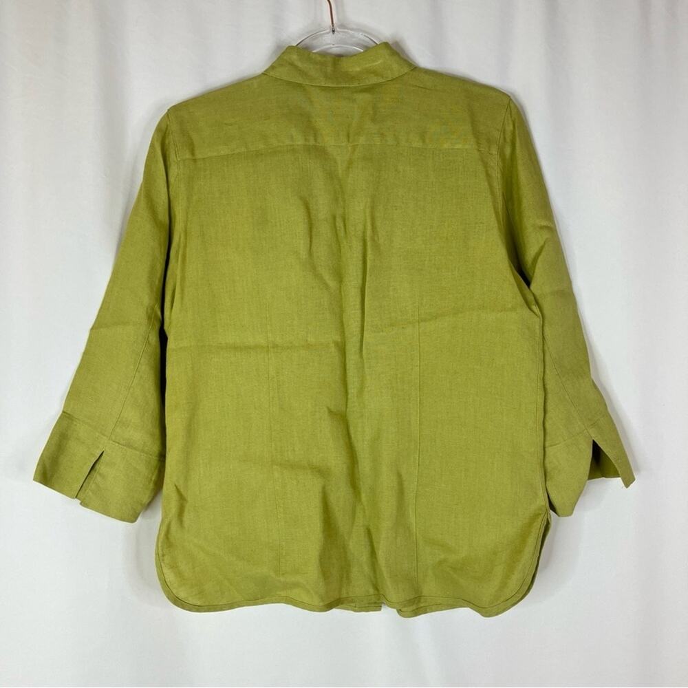 Talbots Chartreuse Irish Linen Button Up 3/4 Slee… - image 3